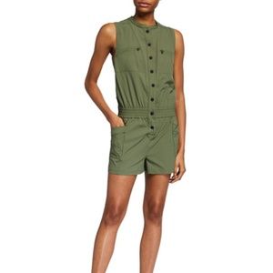 Blanc Noir Caravan Short-Sleeve Button-Up Romper